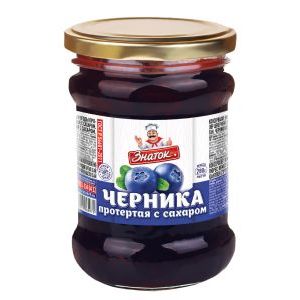 Черника протертая с сахаром ст/б 280гр ЗНАТОК 1/12шт